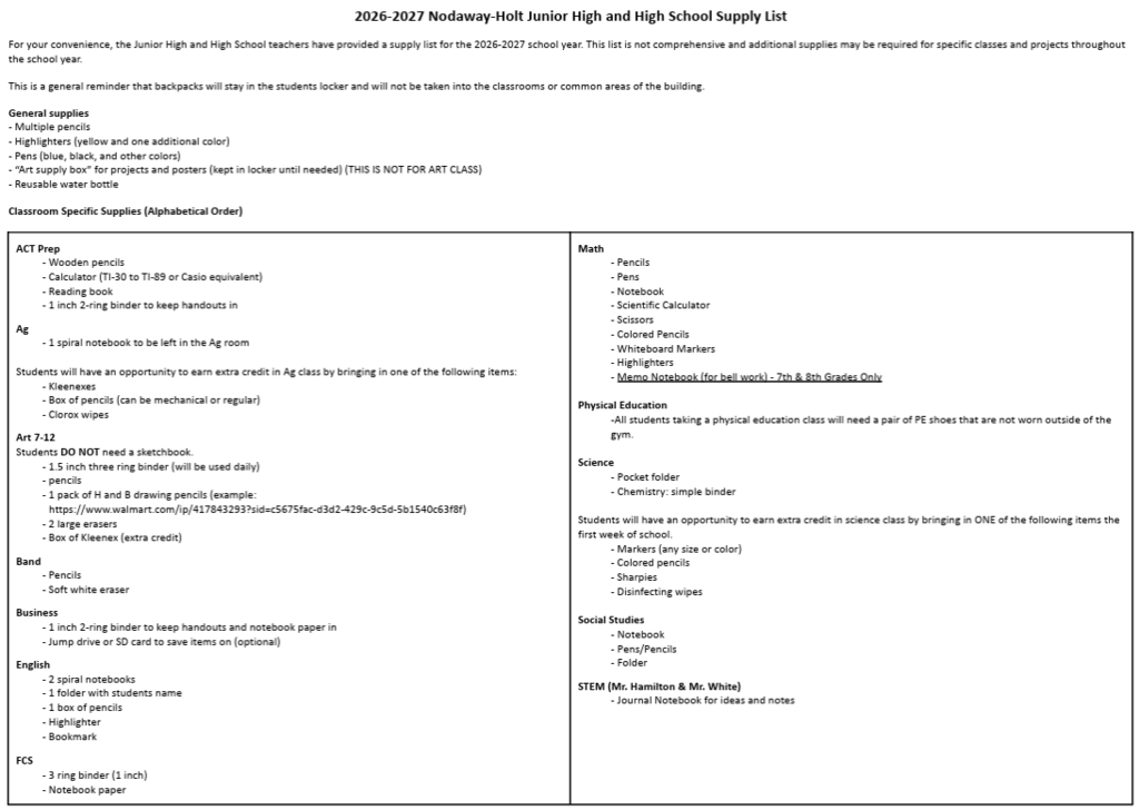 jh/hs list