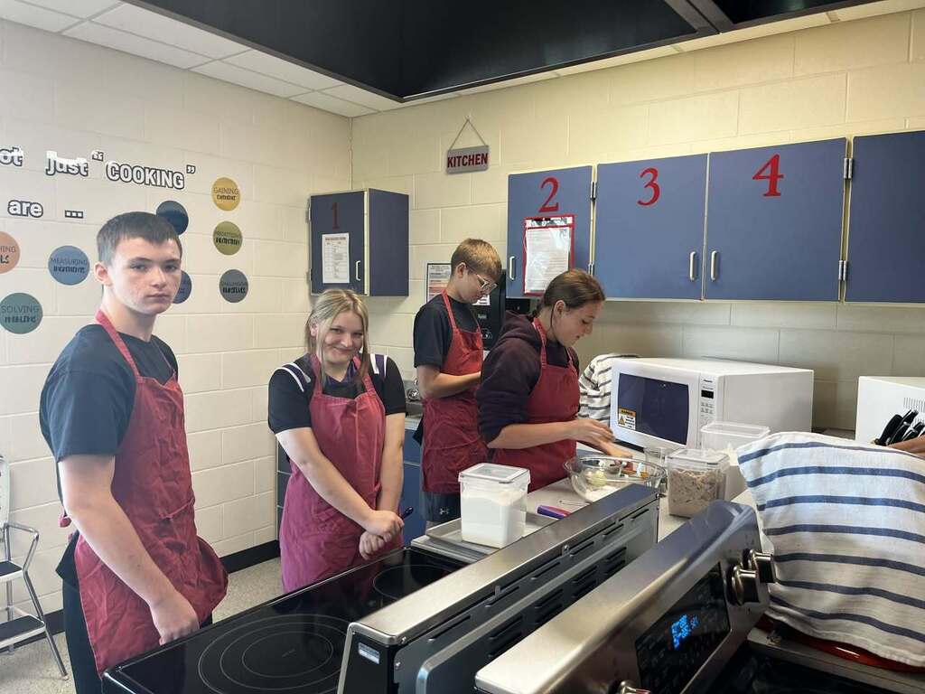 Students in shop class baking