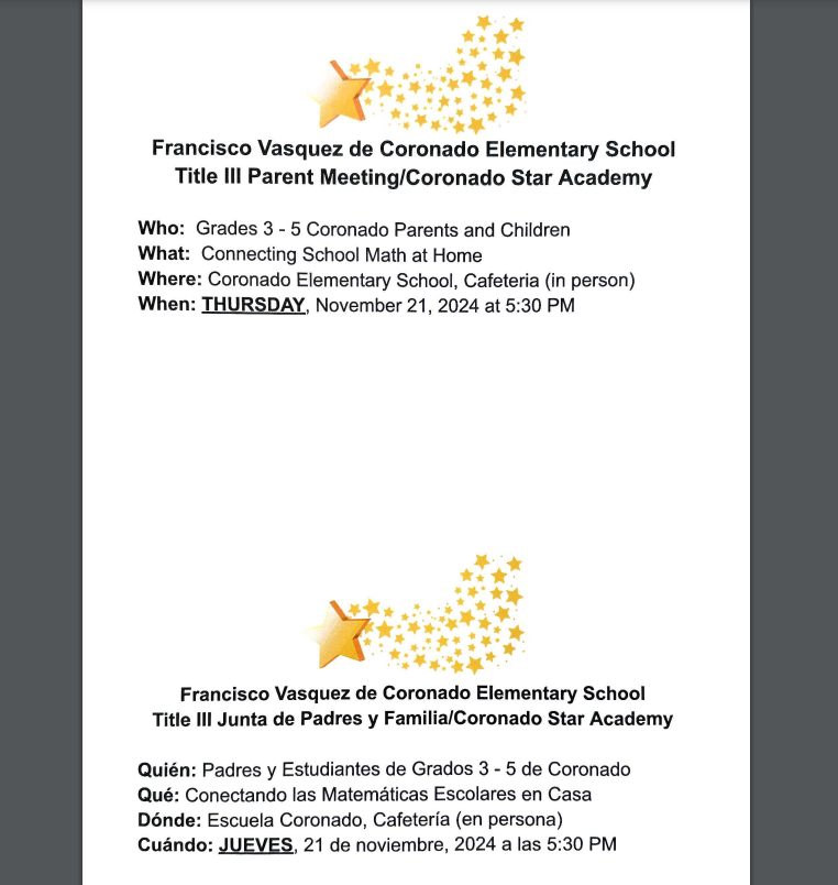 Coronado Star Academy 11/21