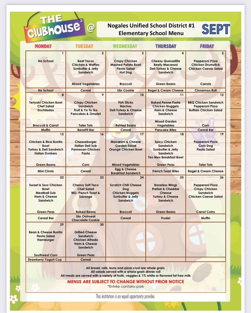 September 2025 Menu
