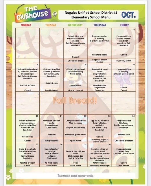October 2025 Menu