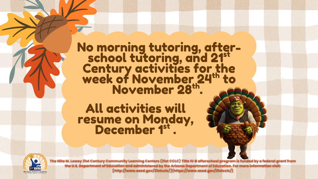 No Tutoring Nov. 24-28 English