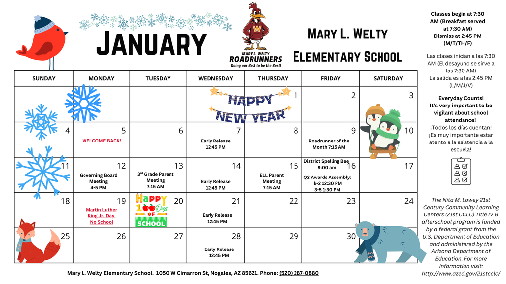 January Calendar
