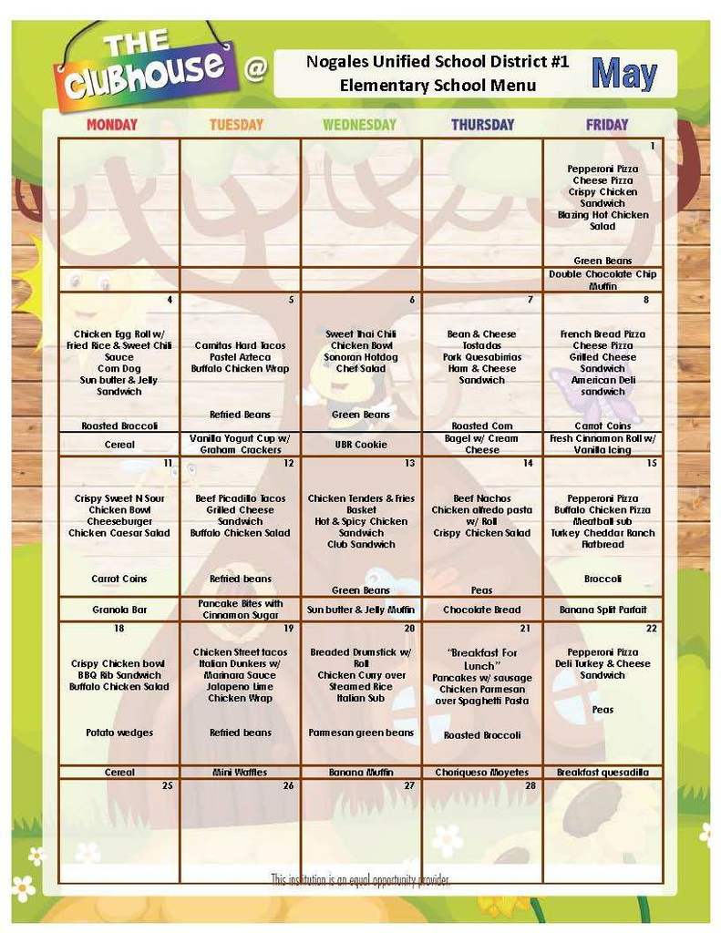 May Lunch Menu