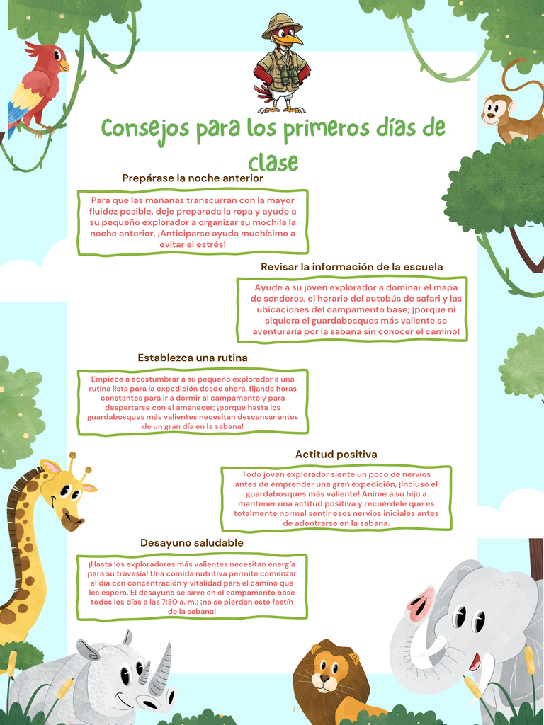 firs day tips Spanish