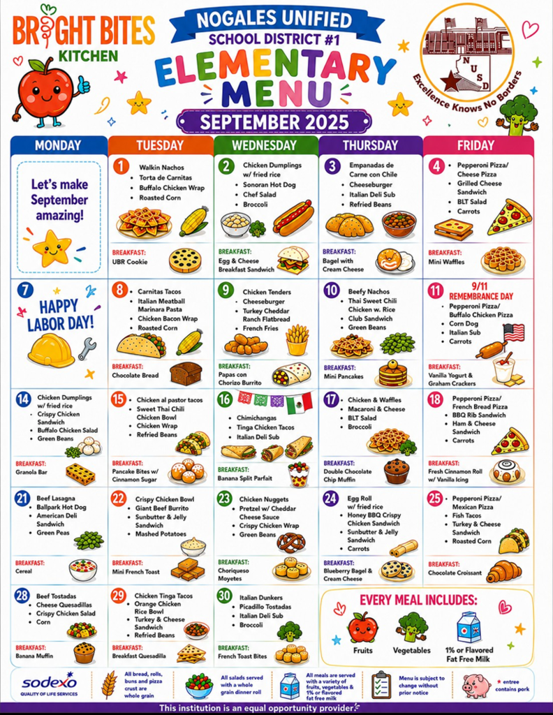 September lunch menu