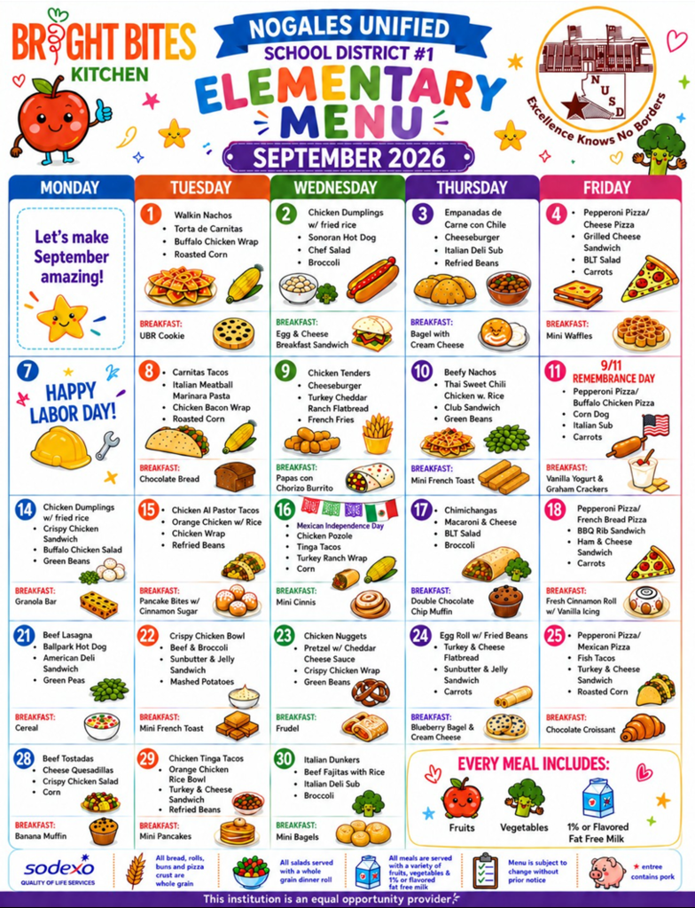 updated september lunch menu