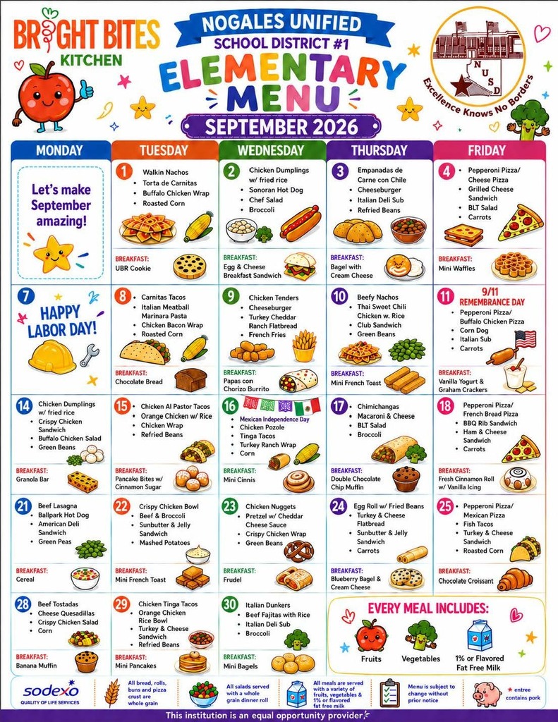 sept lunch menu