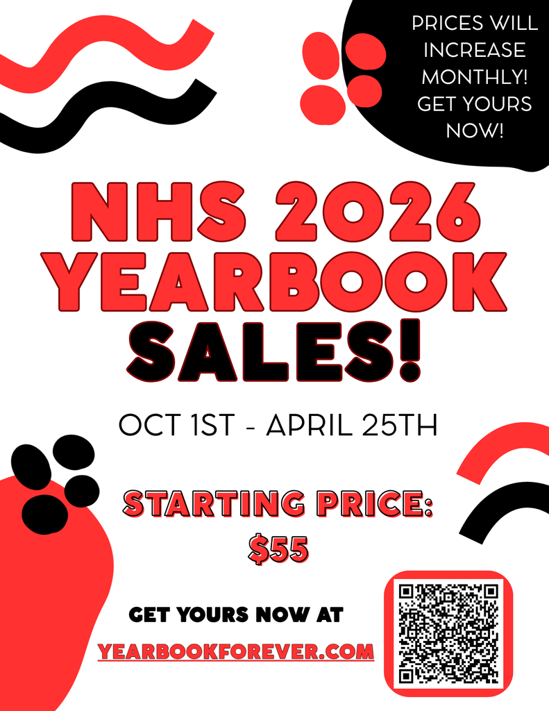 The 2026 NHS Yearbook store is OFFICIALLY OPEN! Go now to www.yearbookforever.com to reserve your copy at the lowest yearly pricing: $55