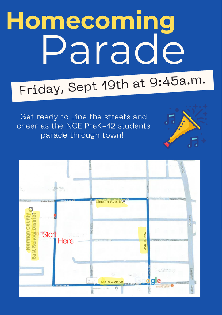 Homecoming Parade route 2025 9-19 9:45am
