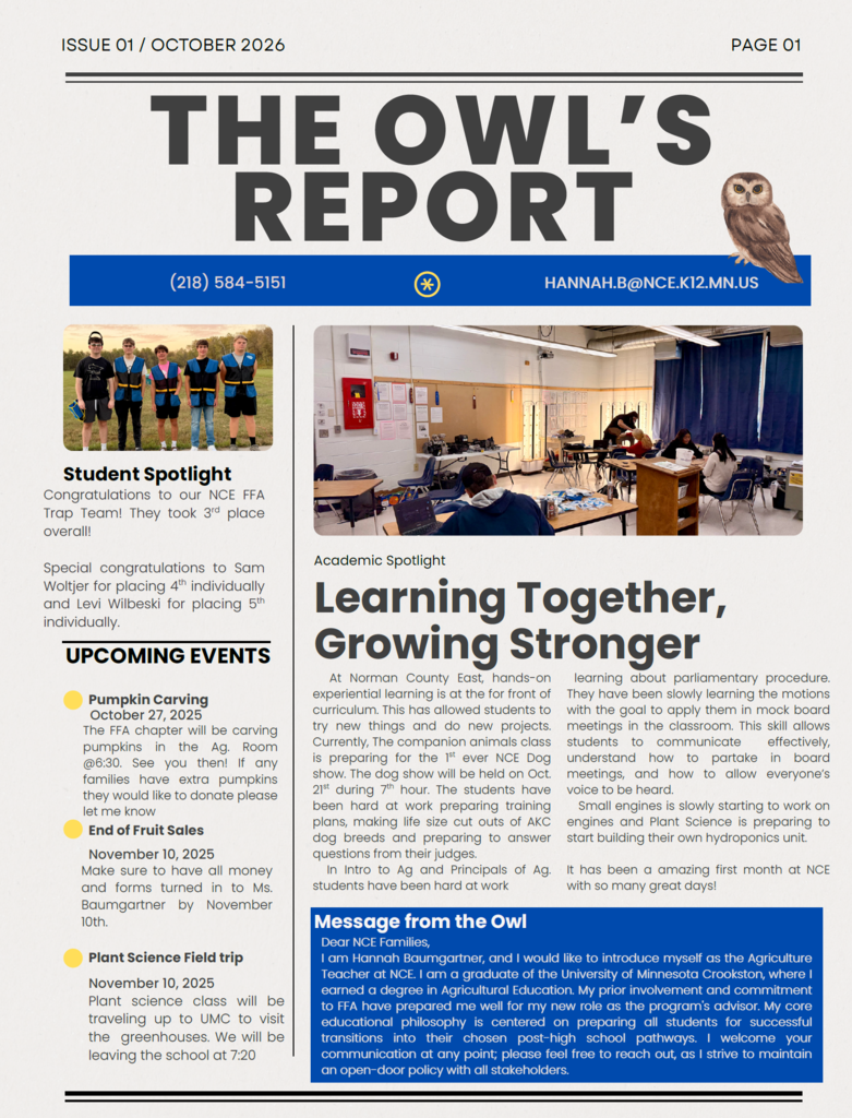 The Owl Report NCE Ag Class Pg. 1