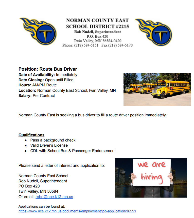 Route Driver needed. 