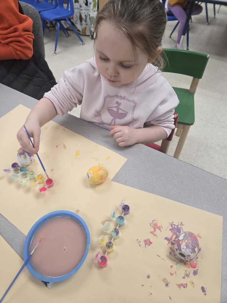 3 Year Old class Easter egg making.