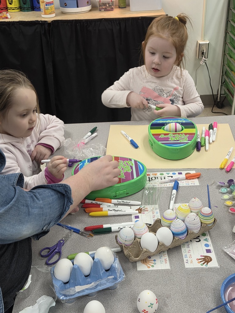 3 Year Old Class Easter egg making.