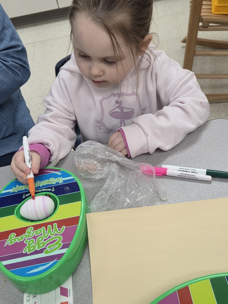 3 Year Old Class Easter egg making.