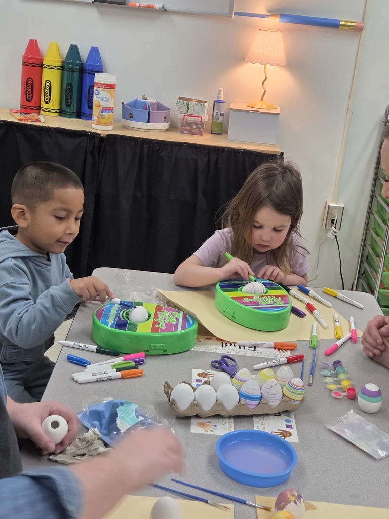 3 Year Old Class Easter egg making.