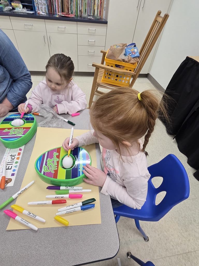3 Year Old Class Easter egg making.