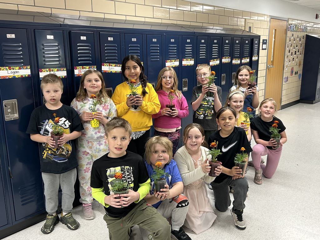 Fertile Garden Center dropped off Marigolds for every student in our elementary classes.