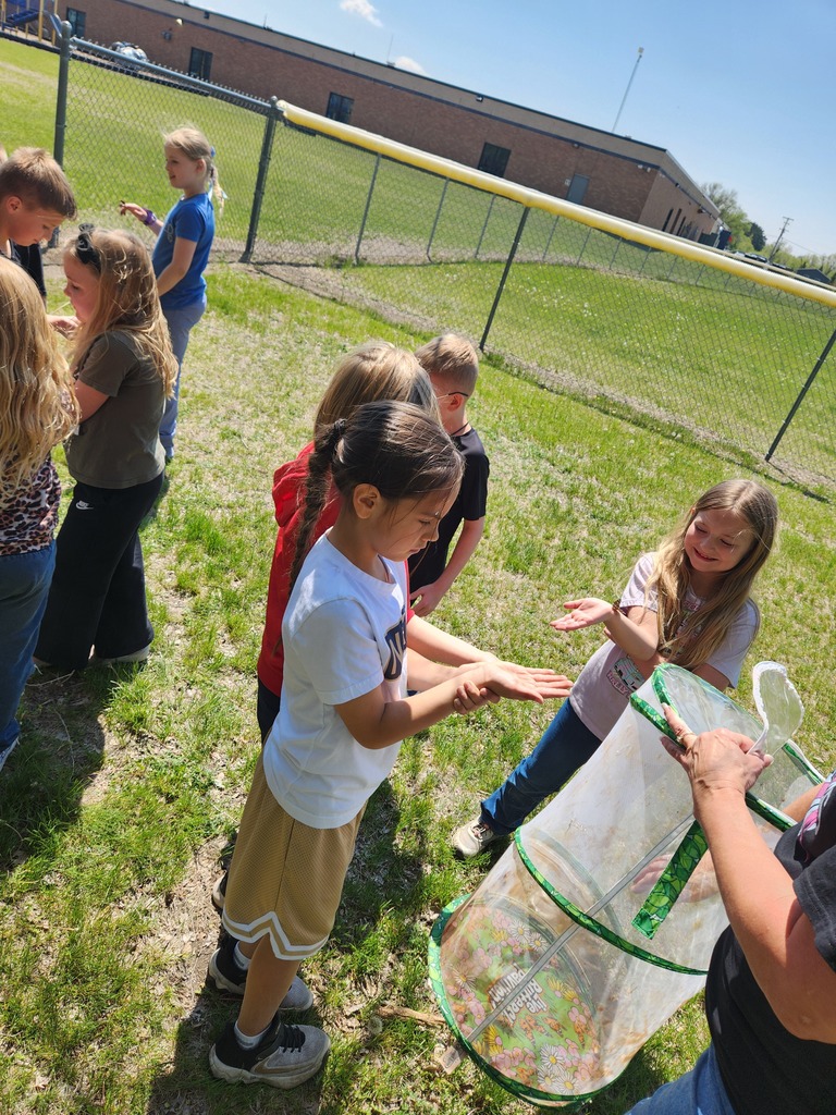 Mrs. Hoven's 2nd grade class releasing their butterflies on a nice spring day. What a fun science project!