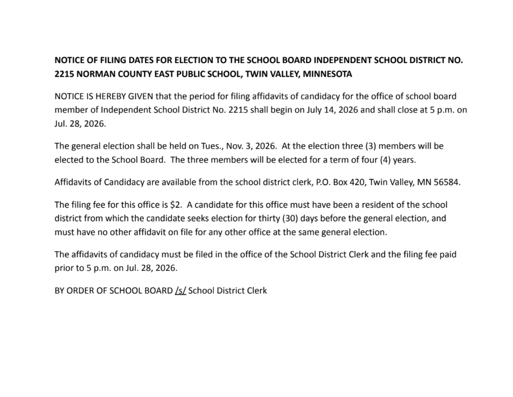 Schoolboard Election Filing Information 2026
