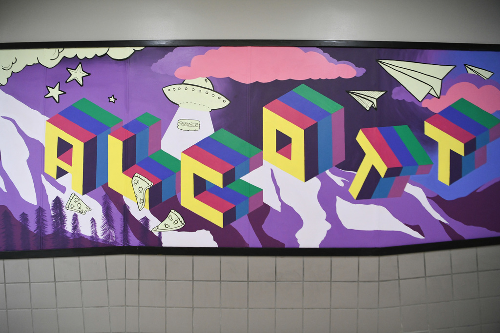 Various photos of Alcott mural.