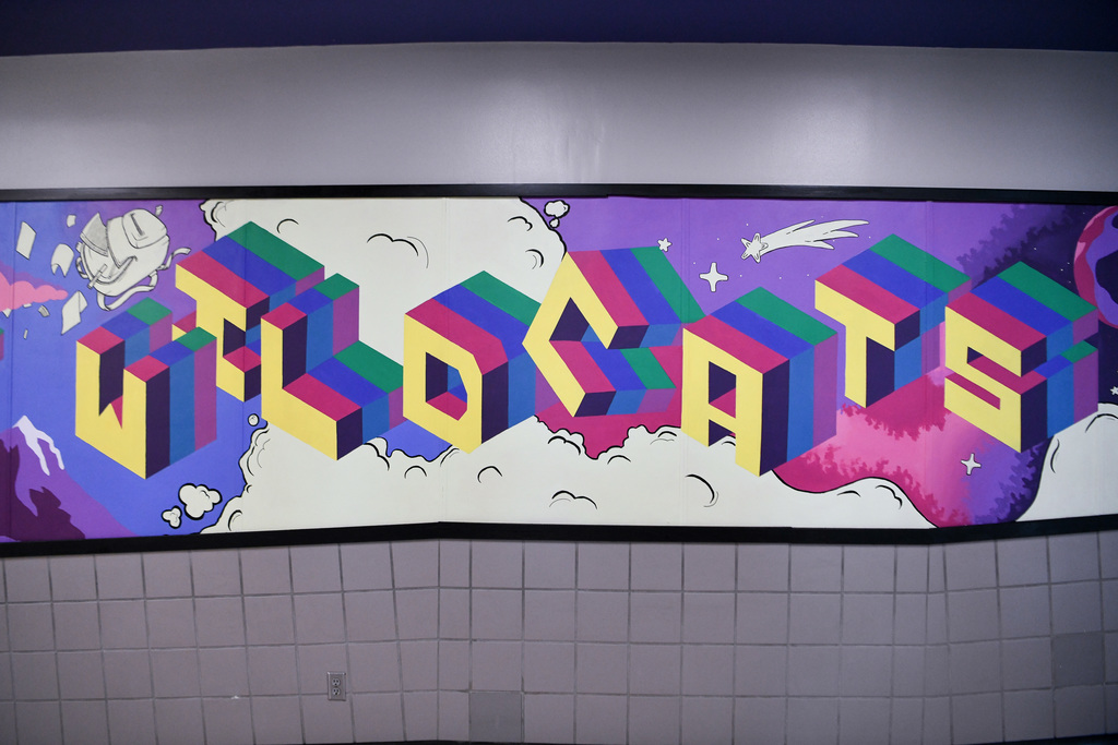 Various photos of Alcott mural.