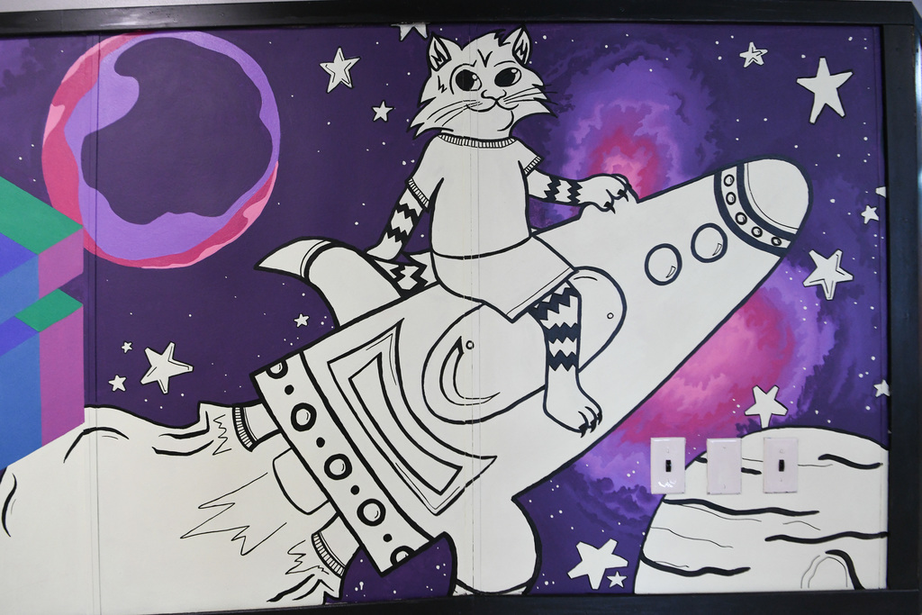 Various photos of Alcott mural.