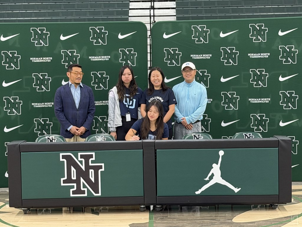 Various photos of Norman North students signing on Signing Day