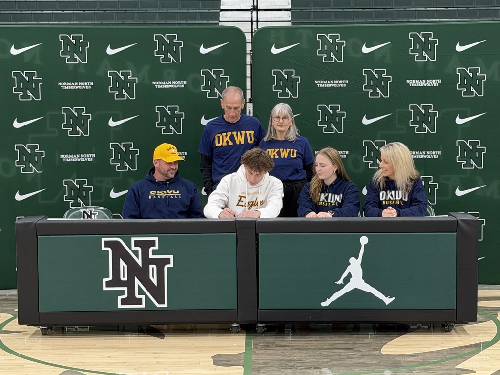 Various photos of Norman North students signing on Signing Day