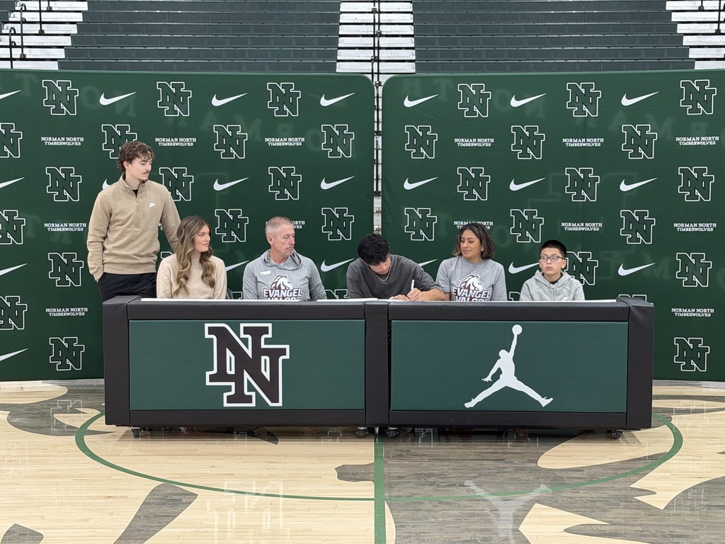 Various photos of Norman North students signing on Signing Day