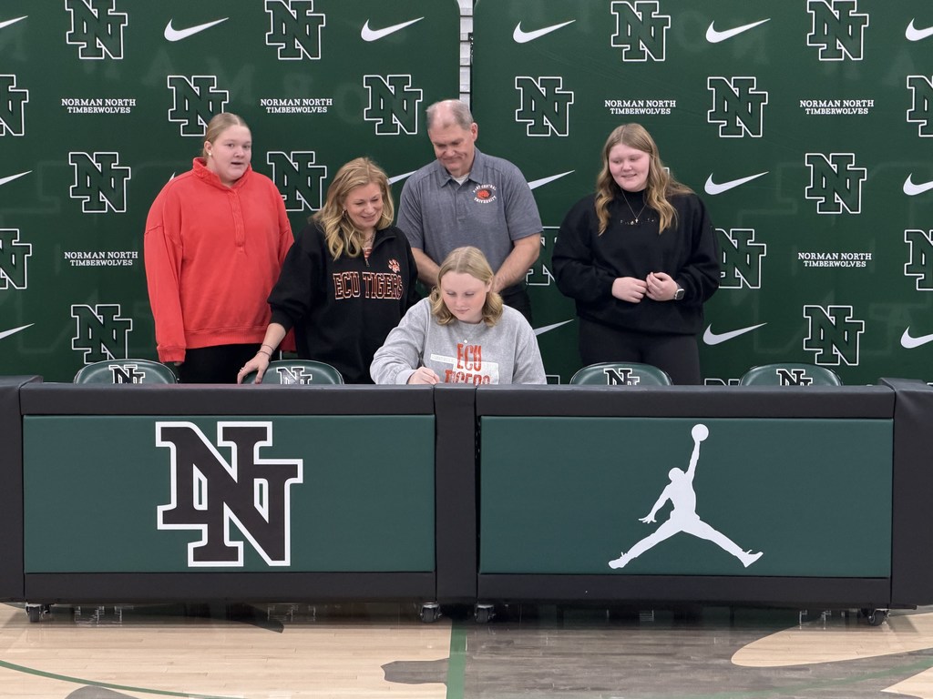 Various photos of Norman North students signing on Signing Day
