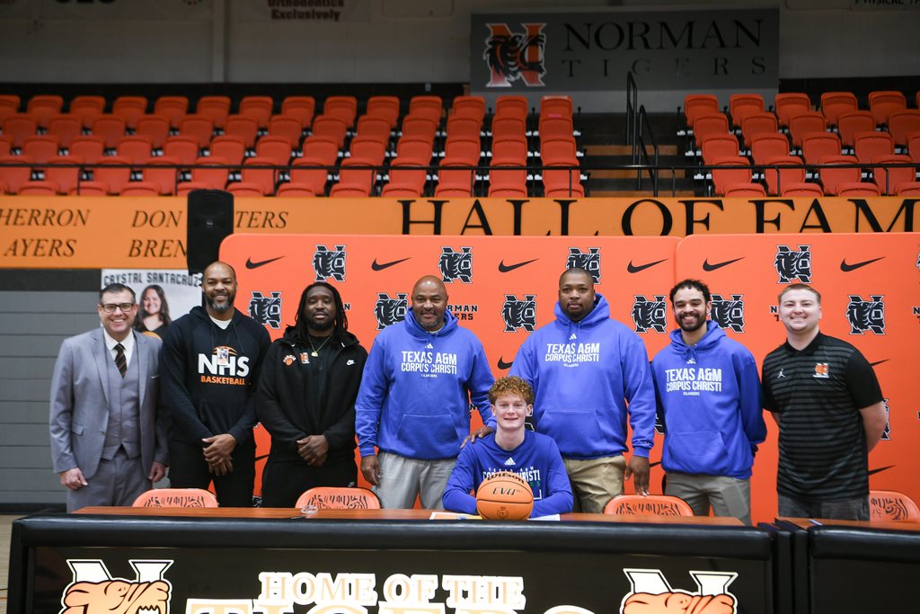 Various photos of Norman High students signing on Signing Day