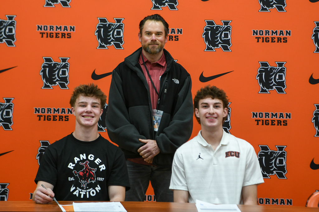 Various photos of Norman High students signing on Signing Day