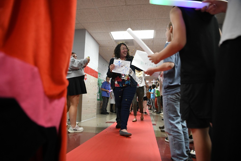 Various photos of Brooke Barnett's Teacher of the Year Parade
