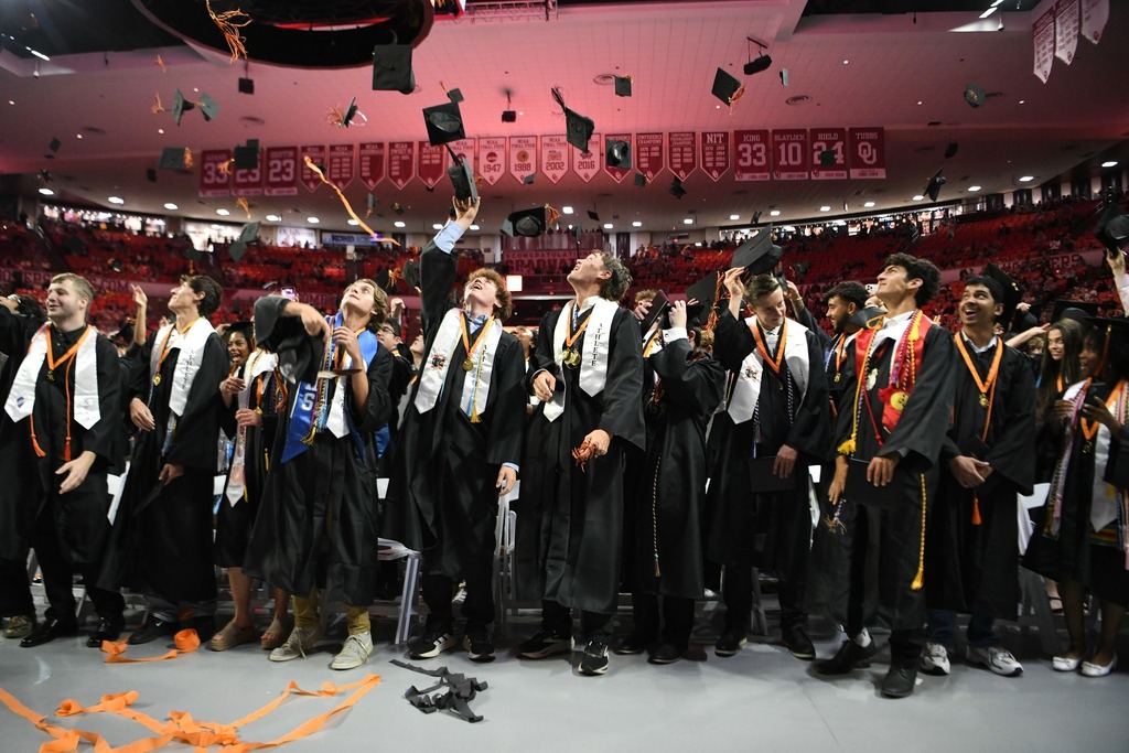 Various photos of Norman High graduation.