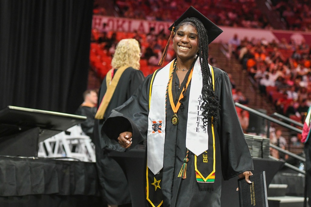 Various photos of Norman High graduation.
