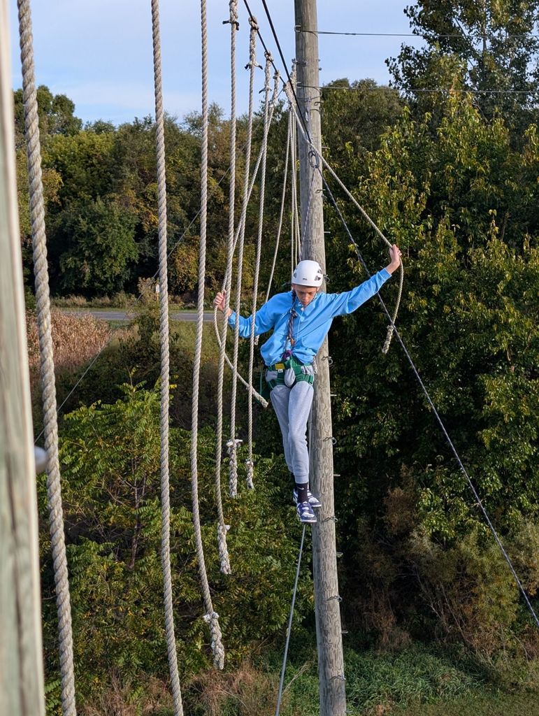 learner doing the high ropes course