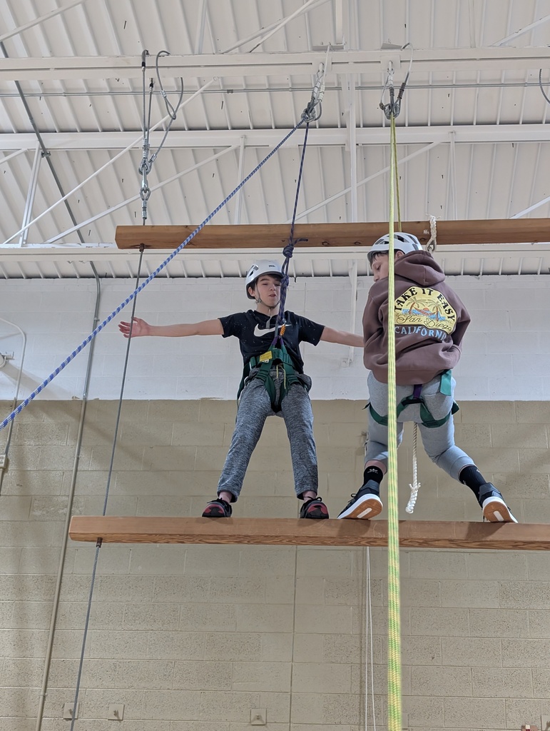 two young male on indoor ropes course