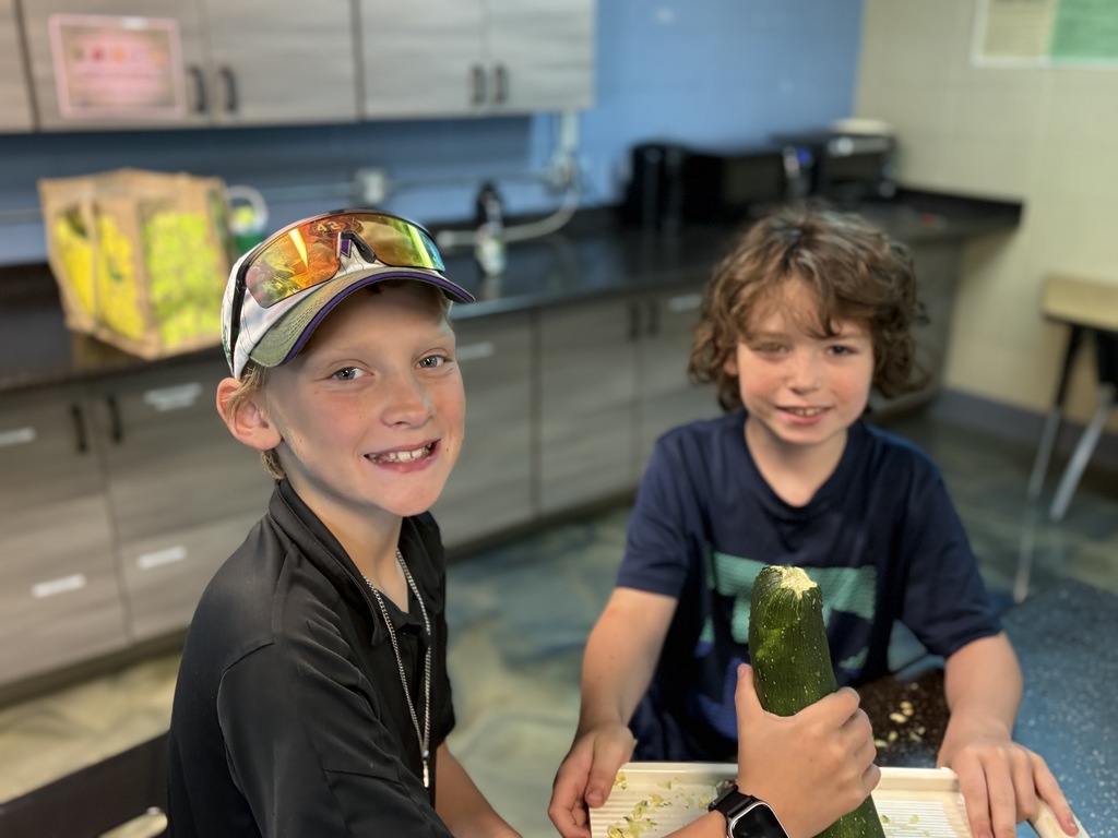 learners shredding a zucchini