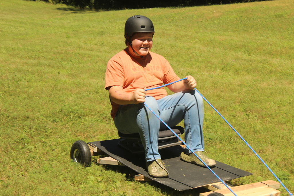 learner driving soapbox car