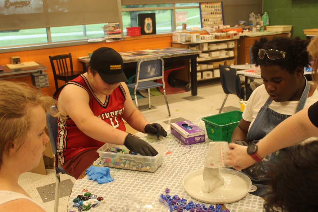 learners making garden stones