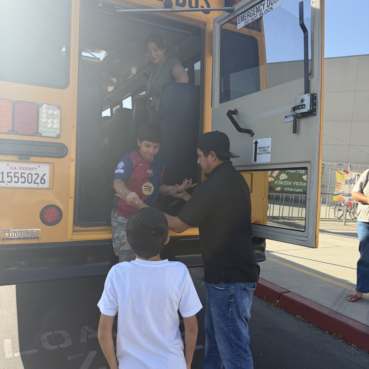 Students exiting bus safely