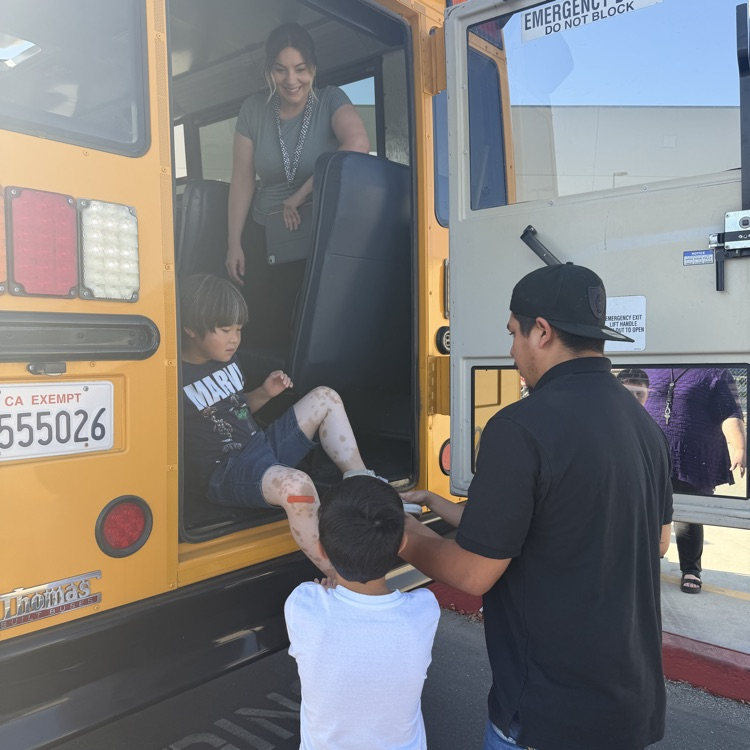 Students exiting bus safely