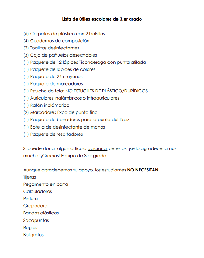utiles 3 grado