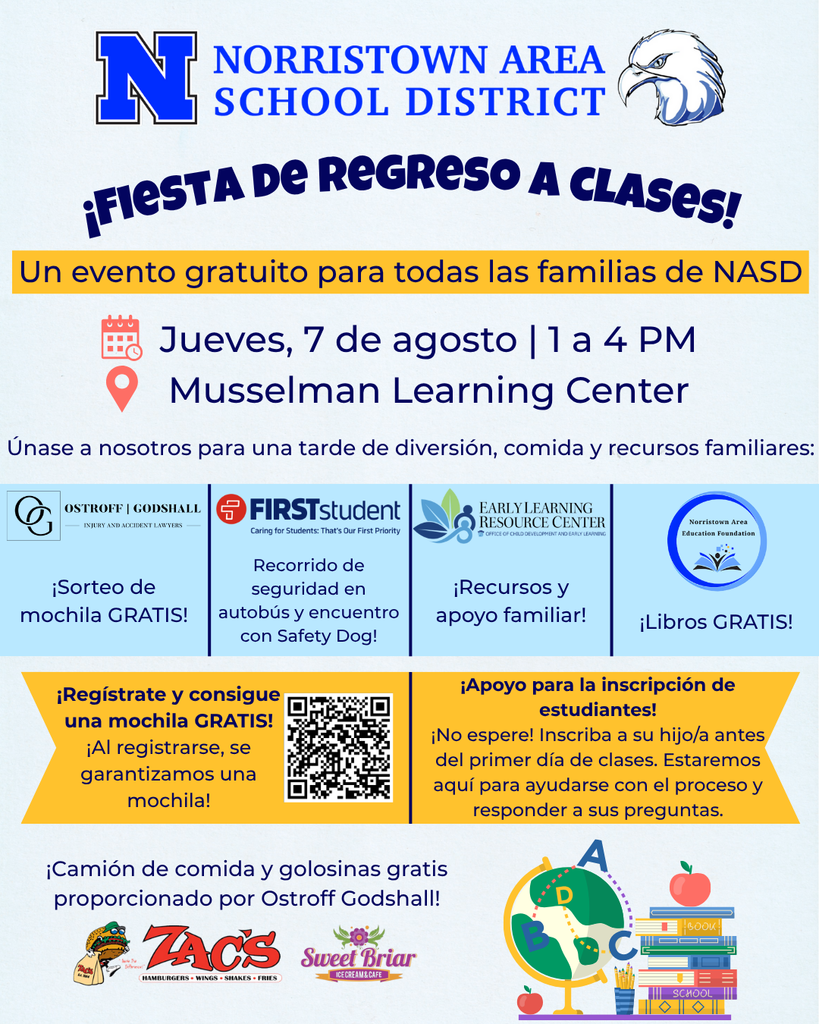 Spanish flyer for Back to School Bash. More details in caption.