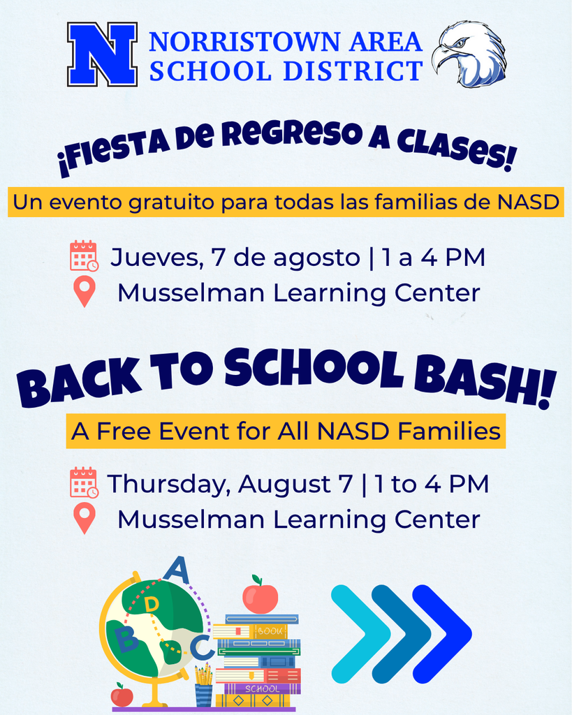 Bilingual Title Flyer for Back to School Bash. Details in caption.