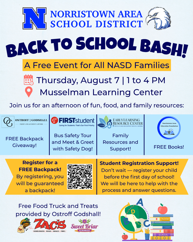 English flyer for Back to School Bash. More details in caption.