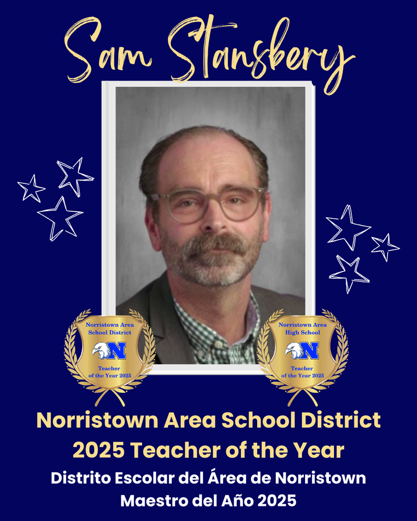 2025 Teacher of the Year Announcement Graphic with photo of Mr. Sam Stansbery.