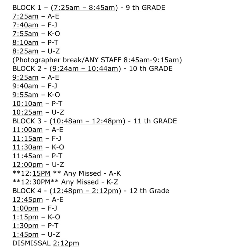 the photo schedule