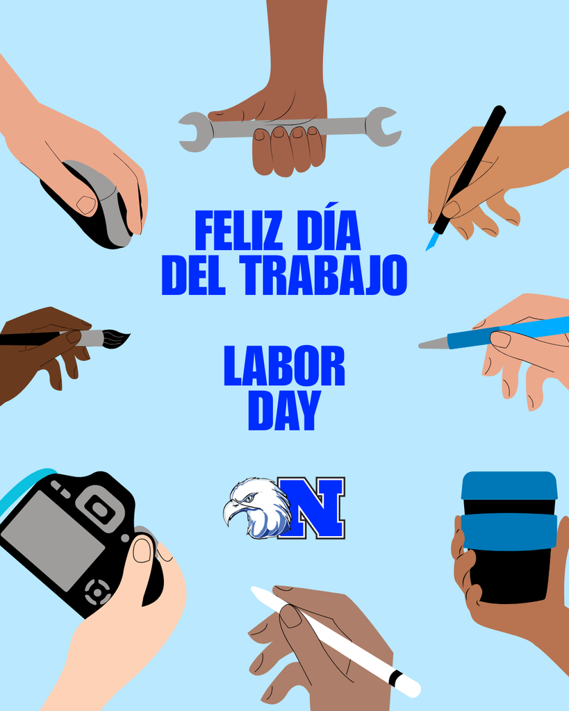 Labor Day graphic with hands holding different work tools with text "Labor Day" and the NASD logo.